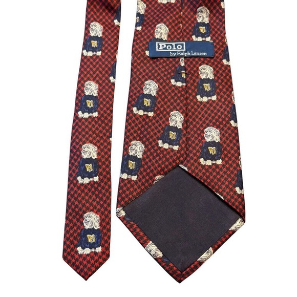 Polo Ralph Lauren Tie Dog Sweater Handmade Silk Necktie USA Handmade Logo Red - Picture 1 of 5